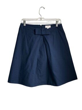 LOFT 4 A Line Mini Skirt Cotton Blend Front Bow Preppy Feminine